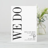 Invitation Nous Sauvegardons La Date Black & White Bold Typog (Debout devant)