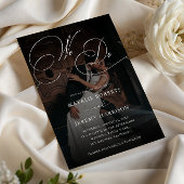 Invitation Nous Script Dark Faded Photo Code QR Mariage