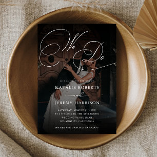 Invitation Nous Script Dark Faded Photo Code QR Mariage