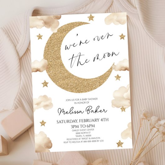 Invitation Nous sommes au-dessus du Baby shower céleste Moon 
