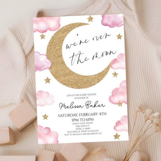 Invitation Nous sommes au-dessus du Baby shower céleste Moon