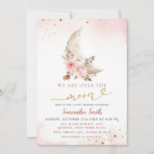 Invitation Nous Sommes Au-Dessus Du Baby shower De Fille Boho (Devant)
