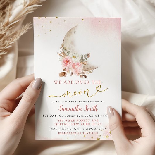 Invitation Nous Sommes Au-Dessus Du Baby shower De Fille Boho