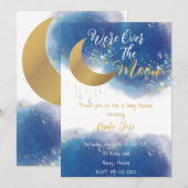 Invitation Nous sommes au-dessus du Baby shower de la Lune (Devant / Derrière)