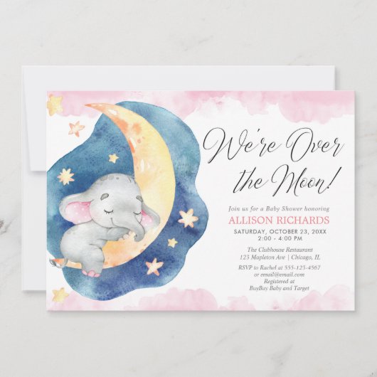 Invitation Nous sommes au-dessus du baby shower de la lune de (Devant)
