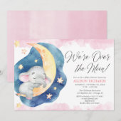 Invitation Nous sommes au-dessus du baby shower de la lune de (Devant / Derrière)