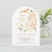 Invitation Nous sommes au-dessus du Baby shower de la lune Fl (Debout devant)