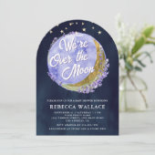 Invitation Nous sommes au-dessus du Baby shower Lavender Navy (Debout devant)