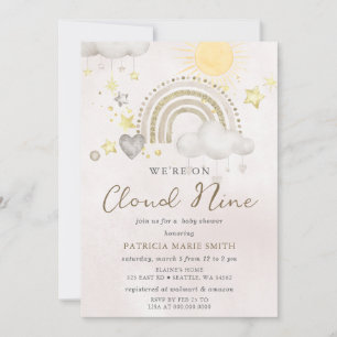 Invitation Nous sommes au septième ciel Fête bébé de genre ne