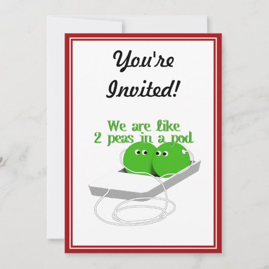 Invitation Nous sommes comme deux petits pois dans un pois (Devant)