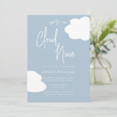 Invitation Nous sommes dans le nuage neuf Baby shower neutre  (Debout devant)