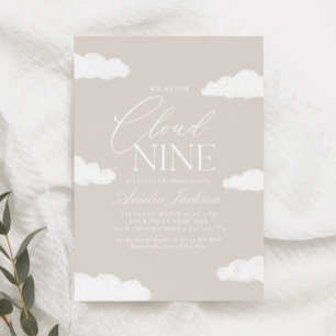 Invitation Nous sommes dans le nuage neuf Baby shower neutre