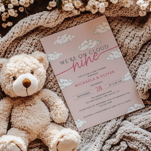 Invitation Nous sommes dans le nuage Neuf Baby shower nuages