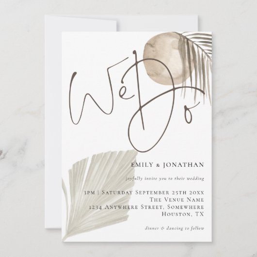 Invitation Nous Sommes De Script Boho Pampas Mariage Grass (Devant)