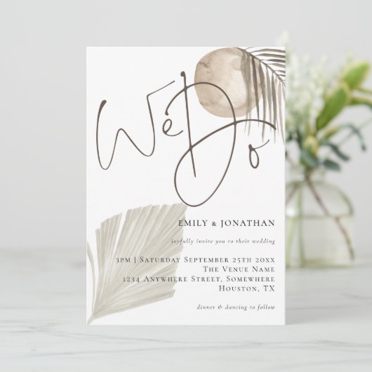 Invitation Nous Sommes De Script Boho Pampas Mariage Grass (Debout devant)