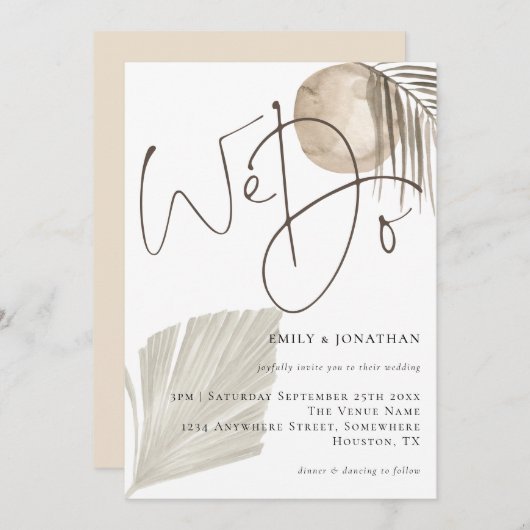 Invitation Nous Sommes De Script Boho Pampas Mariage Grass (Devant / Derrière)