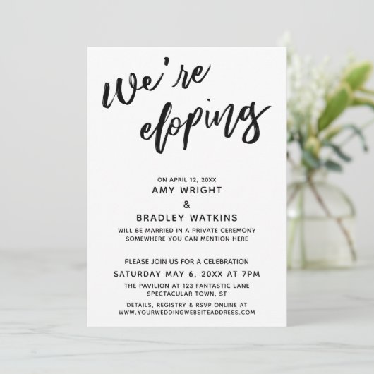 Invitation Nous sommes en train d'Eloping Simple Modern Handw (Debout devant)