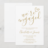 Invitation Nous sommes Engaged Engagement Party Chic Gold (Devant / Derrière)