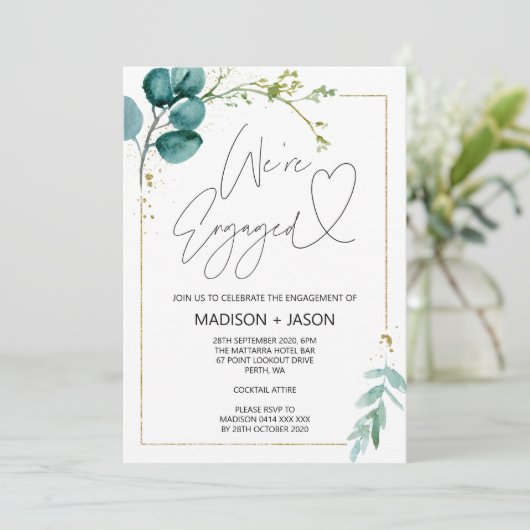 Invitation Nous sommes Engaged Engagement Party Eucalyptusl G (Debout devant)