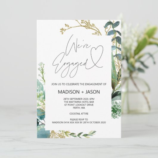 Invitation Nous sommes Engaged Engagement Party Eucalyptusl G (Debout devant)