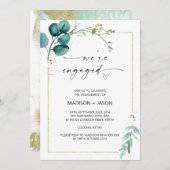 Invitation Nous sommes Engaged Engagement Party Green and Gol (Devant / Derrière)