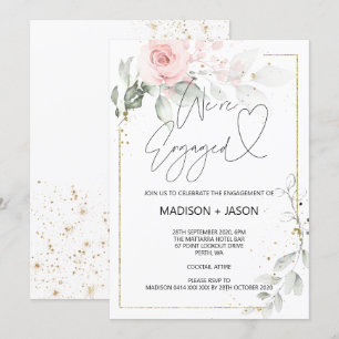 Invitation Nous sommes Engaged Engagement Party Pink Floral G