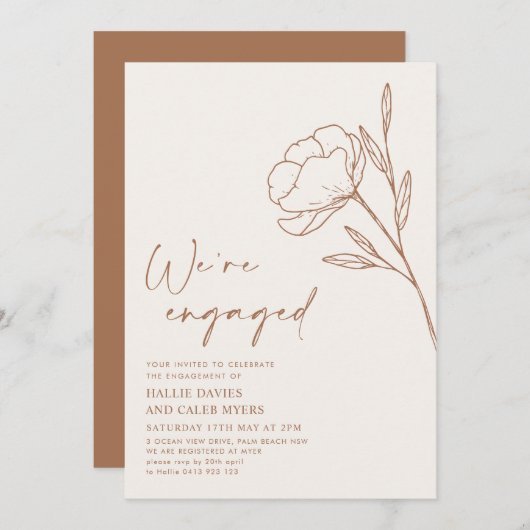 Invitation Nous sommes engagés Boho Botanical Engagement Part (Devant / Derrière)