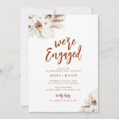 Invitation NOUS SOMMES ENGAGÉS Boho pampas terracotta fiançai (Devant)