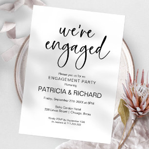 Invitation Nous sommes engagés Chic Calligraphy Engagement Pa
