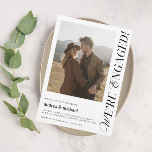 Invitation Nous sommes engagés Chic Modern Engagement Party P