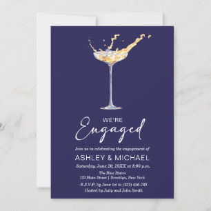 Invitation Nous sommes engagés Elegant Champagne Engagement P