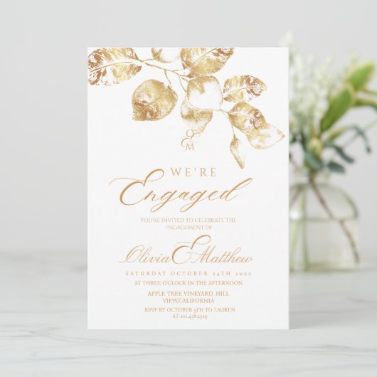 Invitation Nous sommes engagés Elegant Photo Engagement Party (Debout devant)