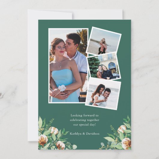 Invitation Nous sommes engagés Eucalyptus Floral Simple Fianç (Dos)