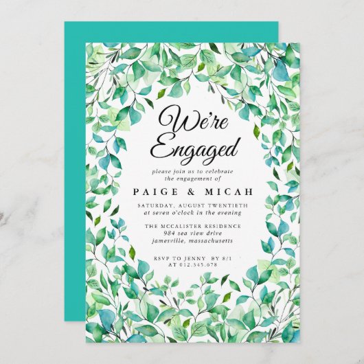 Invitation Nous sommes engagés Fiançailles Tropical Faire-par (Devant / Derrière)