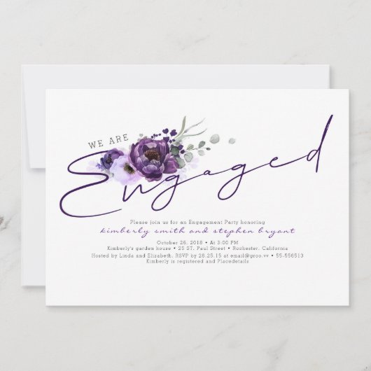 Invitation Nous Sommes Engagés Fleurs violettes Partie Engage (Devant)