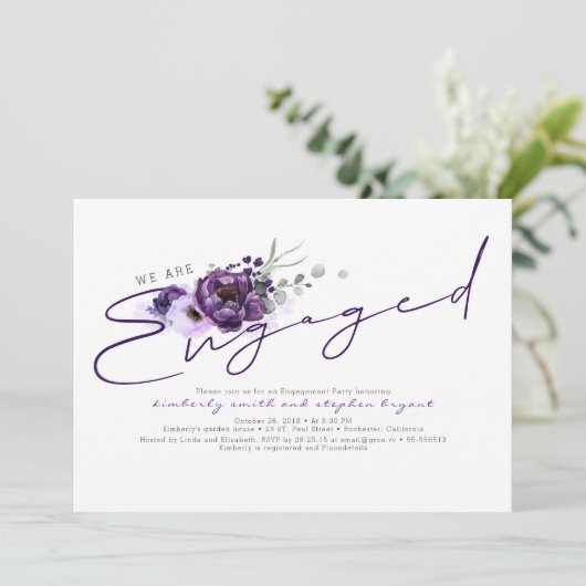 Invitation Nous Sommes Engagés Fleurs violettes Partie Engage (Debout devant)