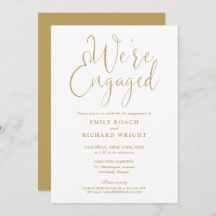 Invitation Nous sommes engagés Gold Script Engagement Party