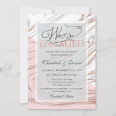 Invitation Nous sommes engagés Marble Rose Fiançailles or (Devant)