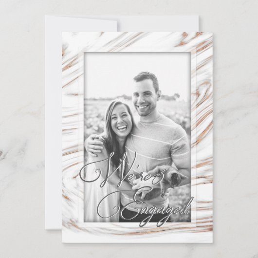 Invitation Nous sommes engagés Marble Rose Fiançailles or (Dos)