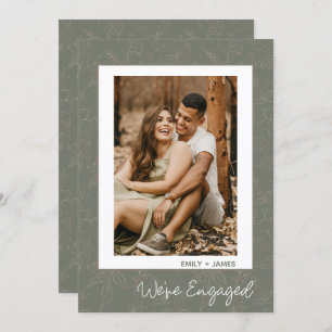 Invitation Nous sommes engagés Photo Green Floral Engagement 