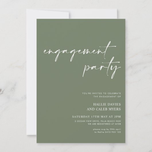 Invitation Nous sommes engagés Sage Green Engagement Party In (Devant)