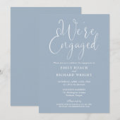 Invitation Nous sommes engagés Script Dusty Blue Engagement P (Devant / Derrière)