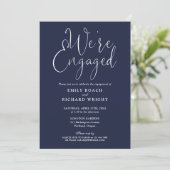 Invitation Nous sommes engagés Script Navy Blue Engagement Pa (Debout devant)