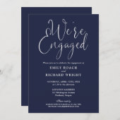 Invitation Nous sommes engagés Script Navy Blue Engagement Pa (Devant / Derrière)