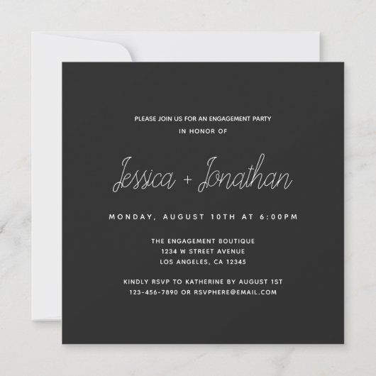 Invitation Nous sommes engagés Simple Engagement Party Callig (Dos)