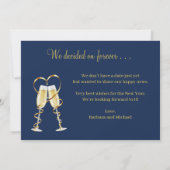 Invitation Nous sommes fiancés Bonne année Or Bleu Photo (Dos)