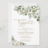Invitation Nous sommes fiancés Citrouille blanche Verdure Aut (Devant)