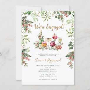 Invitation Nous sommes fiancés Cocktail de Noël Fête de fianç