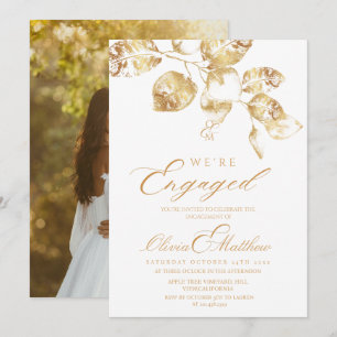 Invitation Nous sommes fiancés Élégante Photo Fête de fiançai