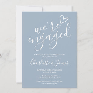 Invitation Nous sommes fiancés Fête de fiançailles Bleu pouss